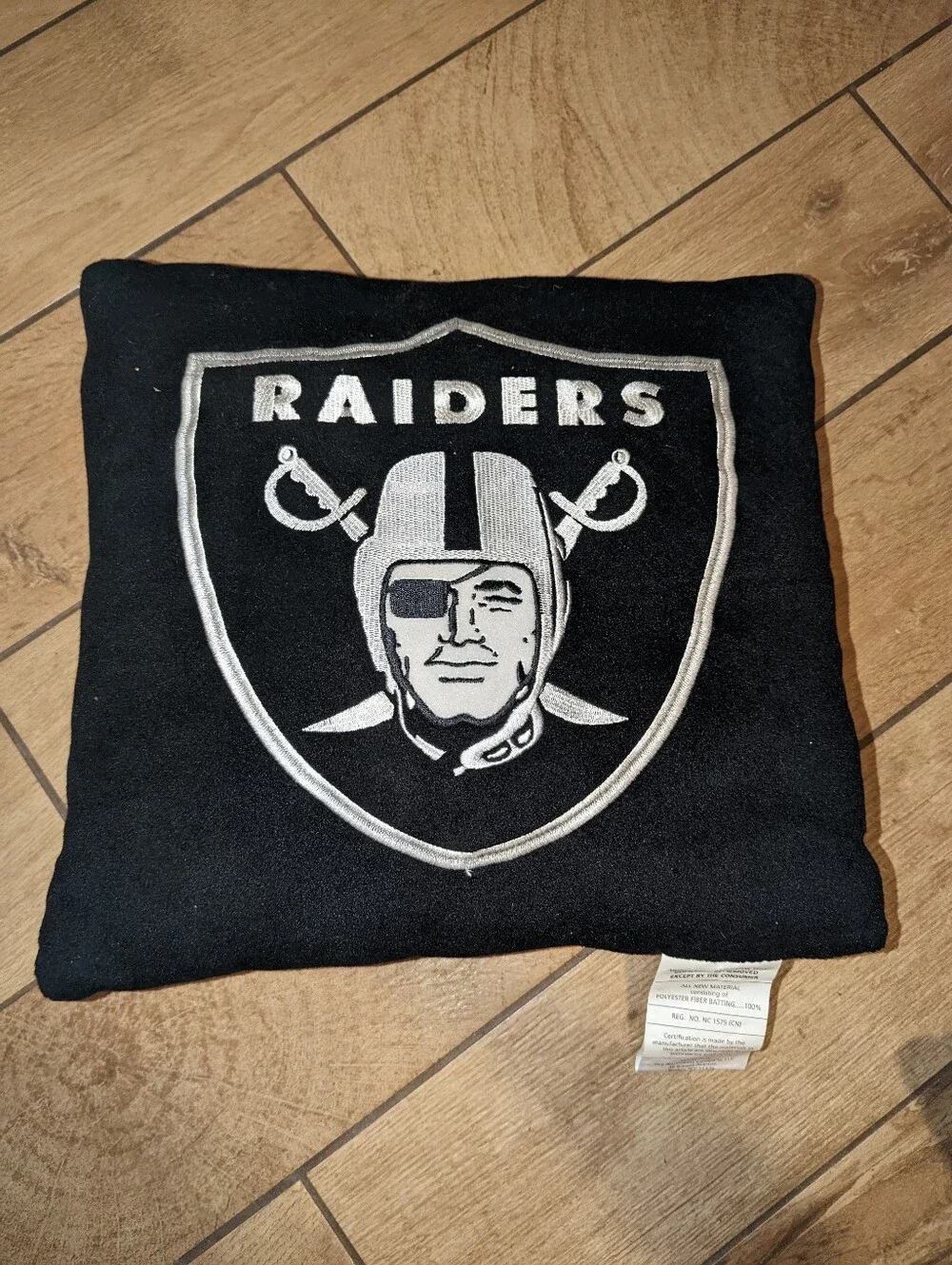 Y2K Oakland raiders black silver white throw pillow fleece couch decor comfy